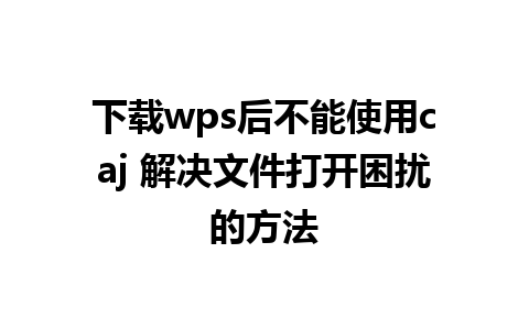 下载wps后不能使用caj 解决文件打开困扰的方法