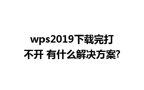 wps2019下载完打不开 有什么解决方案?