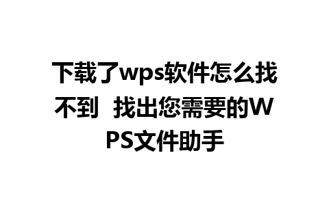 下载了wps软件怎么找不到  找出您需要的WPS文件助手 