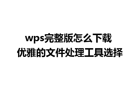 wps完整版怎么下载 优雅的文件处理工具选择