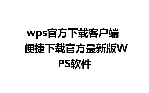 wps官方下载客户端  便捷下载官方最新版WPS软件