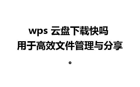 wps 云盘下载快吗 用于高效文件管理与分享。