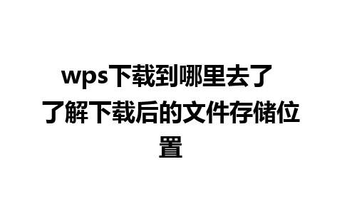 wps下载到哪里去了 了解下载后的文件存储位置