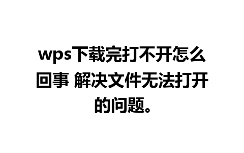 wps下载完打不开怎么回事 解决文件无法打开的问题。