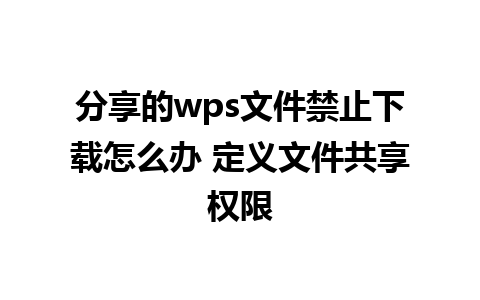 分享的wps文件禁止下载怎么办 定义文件共享权限