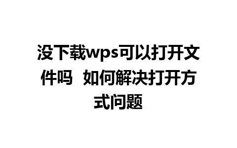 没下载wps可以打开文件吗  如何解决打开方式问题