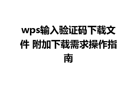 wps输入验证码下载文件 附加下载需求操作指南