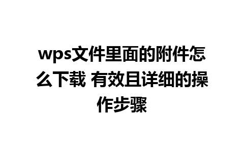 wps文件里面的附件怎么下载 有效且详细的操作步骤