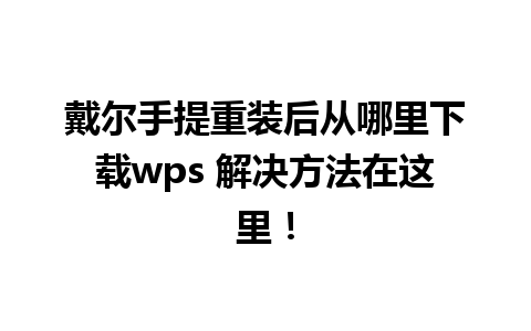 戴尔手提重装后从哪里下载wps 解决方法在这里！