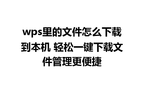 wps里的文件怎么下载到本机 轻松一键下载文件管理更便捷