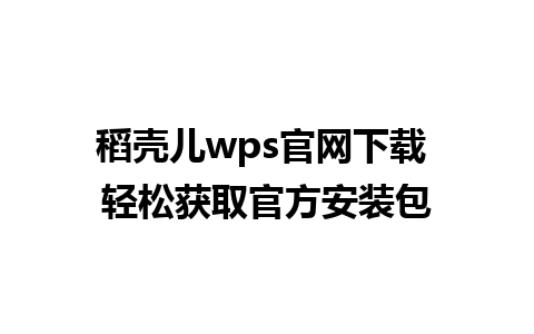 稻壳儿wps官网下载 轻松获取官方安装包