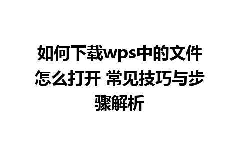 如何下载wps中的文件怎么打开 常见技巧与步骤解析