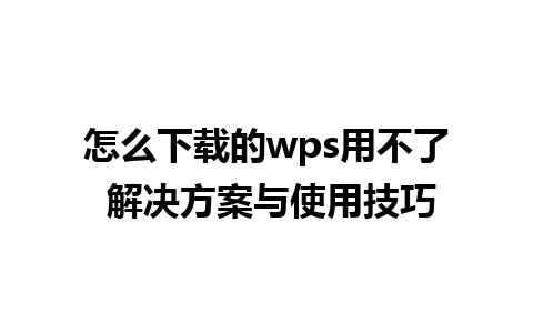 怎么下载的wps用不了 解决方案与使用技巧