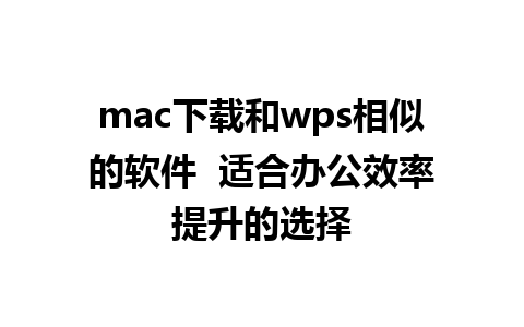 mac下载和wps相似的软件  适合办公效率提升的选择