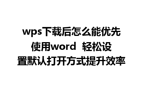 wps下载后怎么能优先使用word  轻松设置默认打开方式提升效率