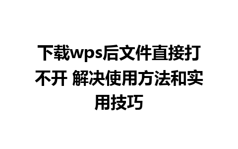 下载wps后文件直接打不开 解决使用方法和实用技巧