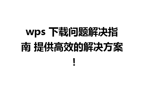 wps 下载问题解决指南 提供高效的解决方案！