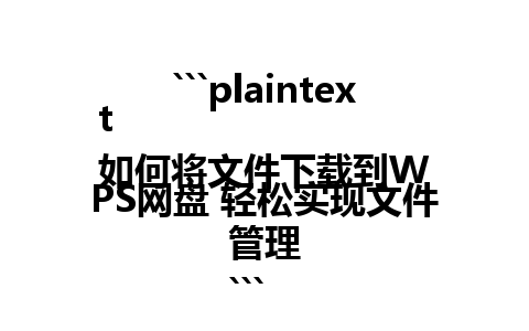 ```plaintext
如何将文件下载到WPS网盘 轻松实现文件管理
```