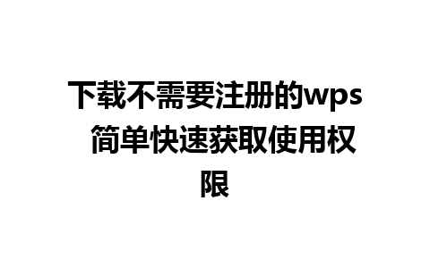 下载不需要注册的wps  简单快速获取使用权限