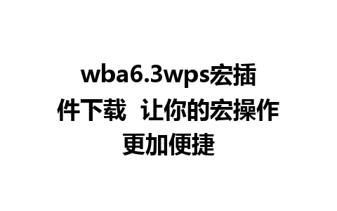 wba6.3wps宏插件下载  让你的宏操作更加便捷