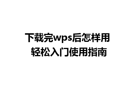 下载完wps后怎样用 轻松入门使用指南