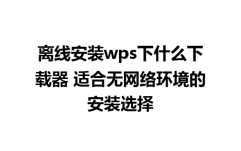 离线安装wps下什么下载器 适合无网络环境的安装选择