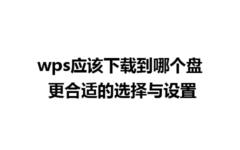 wps应该下载到哪个盘 更合适的选择与设置