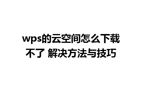 wps的云空间怎么下载不了 解决方法与技巧