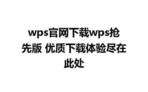 wps官网下载wps抢先版 优质下载体验尽在此处