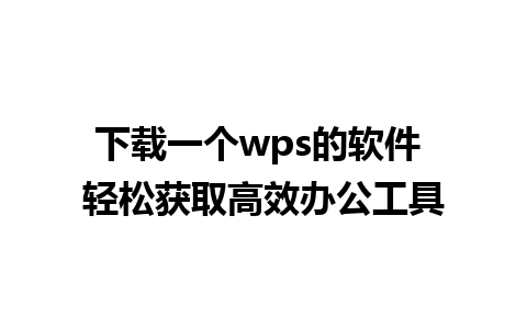 下载一个wps的软件 轻松获取高效办公工具