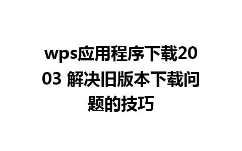 wps应用程序下载2003 解决旧版本下载问题的技巧