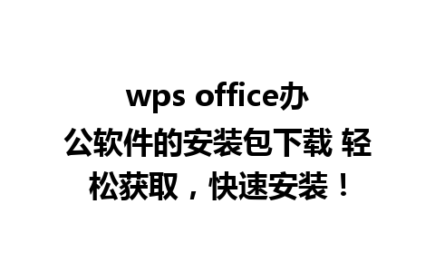 wps office办公软件的安装包下载 轻松获取，快速安装！