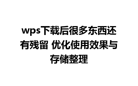 wps下载后很多东西还有残留 优化使用效果与存储整理