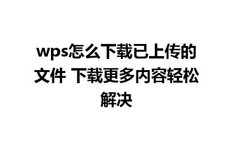 wps怎么下载已上传的文件 下载更多内容轻松解决