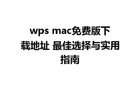 wps mac免费版下载地址 最佳选择与实用指南