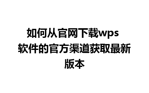 如何从官网下载wps 软件的官方渠道获取最新版本