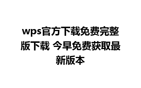 wps官方下载免费完整版下载 今早免费获取最新版本