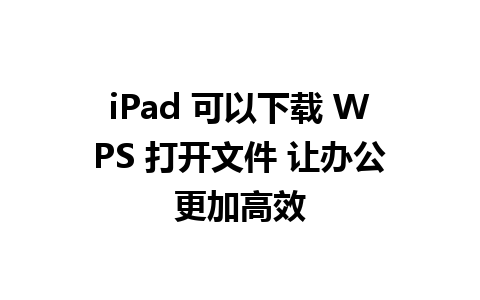 iPad 可以下载 WPS 打开文件 让办公更加高效