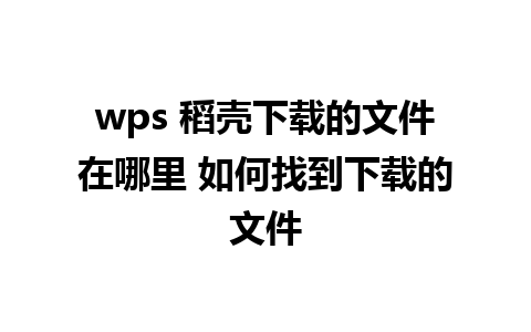 wps 稻壳下载的文件在哪里 如何找到下载的文件