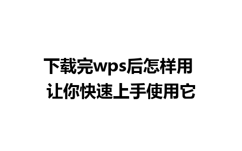 下载完wps后怎样用 让你快速上手使用它