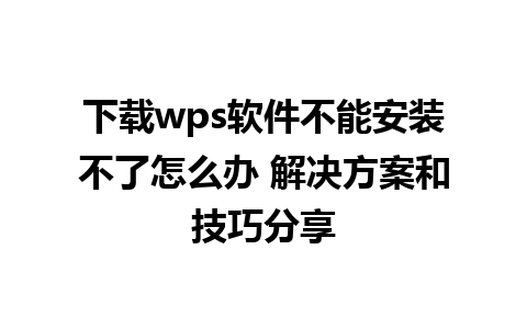 下载wps软件不能安装不了怎么办 解决方案和技巧分享