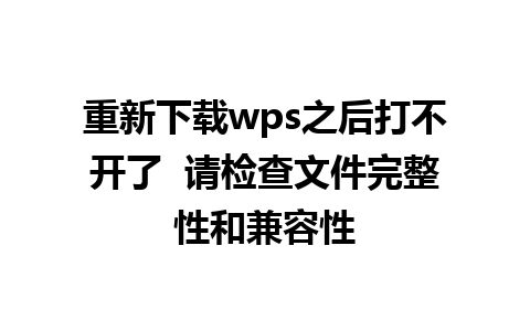 重新下载wps之后打不开了  请检查文件完整性和兼容性