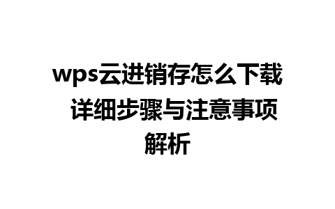 wps云进销存怎么下载  详细步骤与注意事项解析