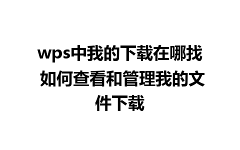 wps中我的下载在哪找 如何查看和管理我的文件下载 