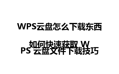 WPS云盘怎么下载东西  
如何快速获取 WPS 云盘文件下载技巧