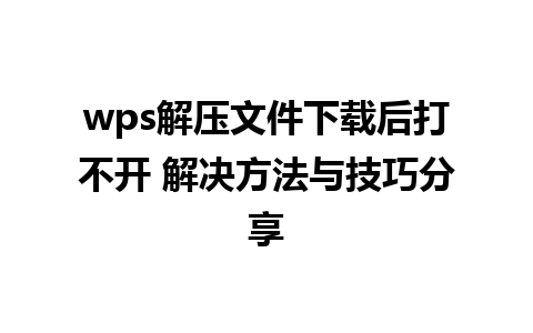 wps解压文件下载后打不开 解决方法与技巧分享