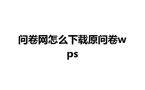 问卷网怎么下载原问卷wps 