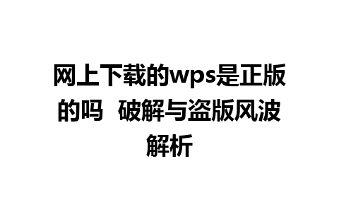 网上下载的wps是正版的吗  破解与盗版风波解析