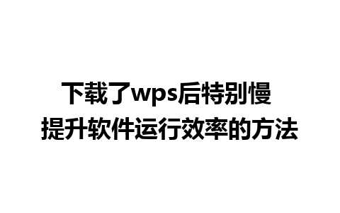 下载了wps后特别慢 提升软件运行效率的方法