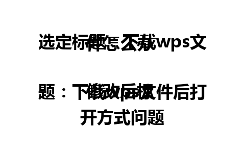 选定标题：下载wps文件怎么办 

修改后标题：下载wps文件后打开方式问题 